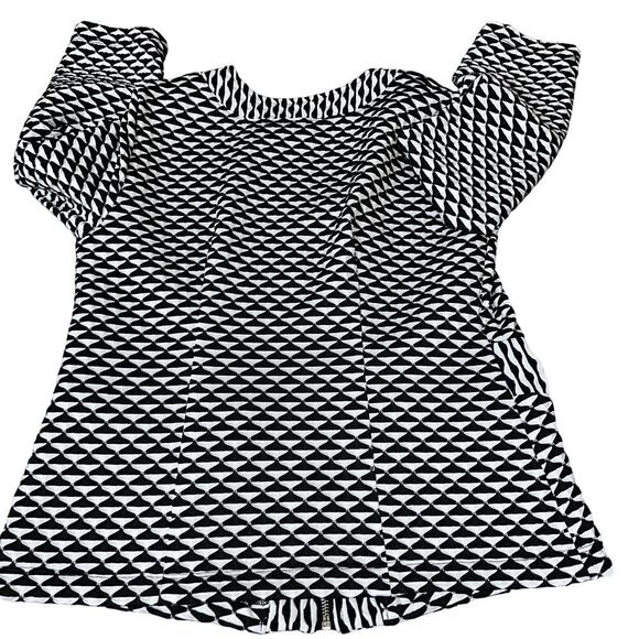 Chicos Travelers blazer Black White Jacquard Textured Zip Jacket 3/4 Sleeve SZ 0 - Picture 3 of 9